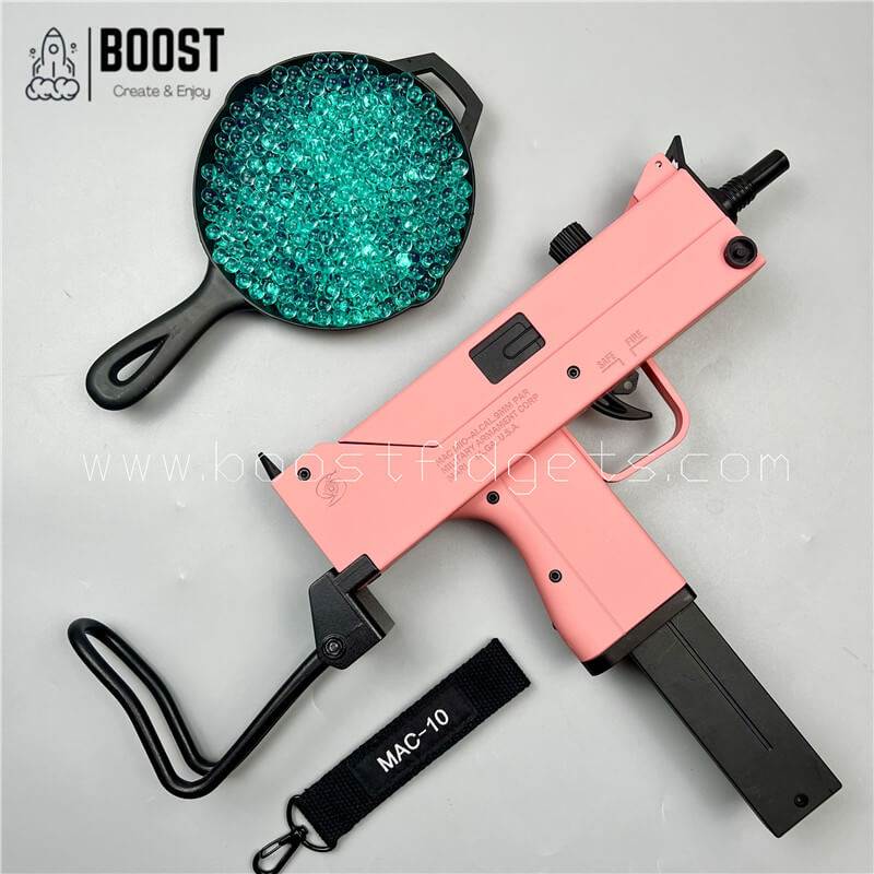 New Mac 10 Gel Blaster Drum Clip Pink Black Fast 11.1V Adult type - BOOST TOYS
