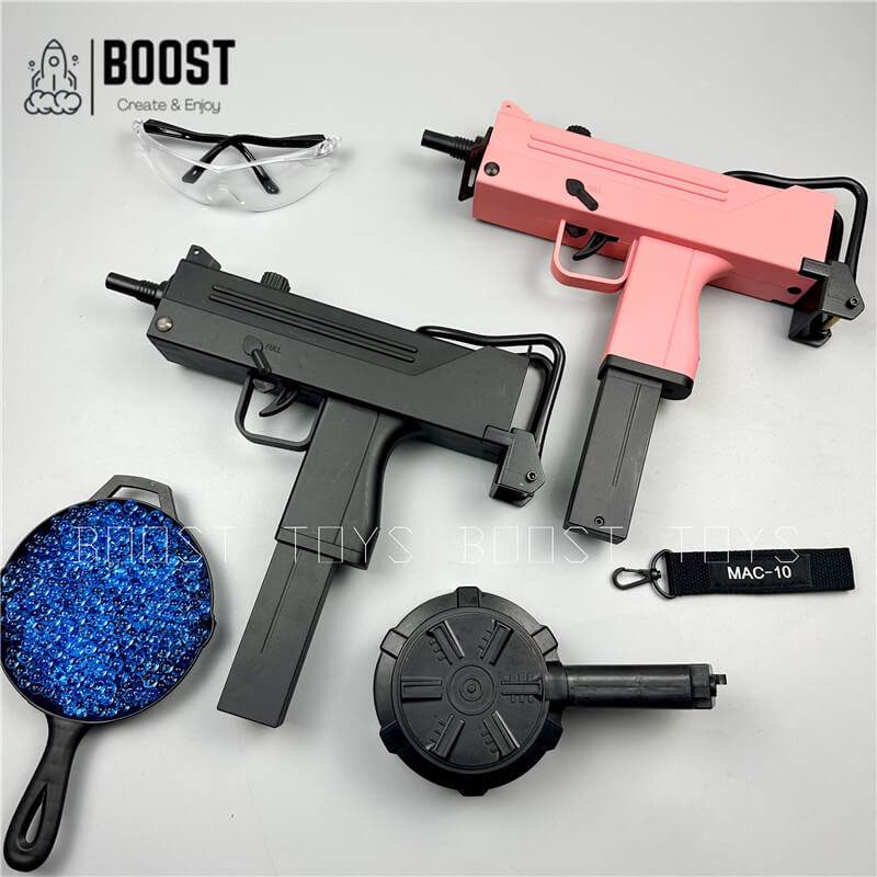 New Mac 10 Gel Blaster Drum Clip Pink Black Fast 11.1V Adult type - BOOST TOYS