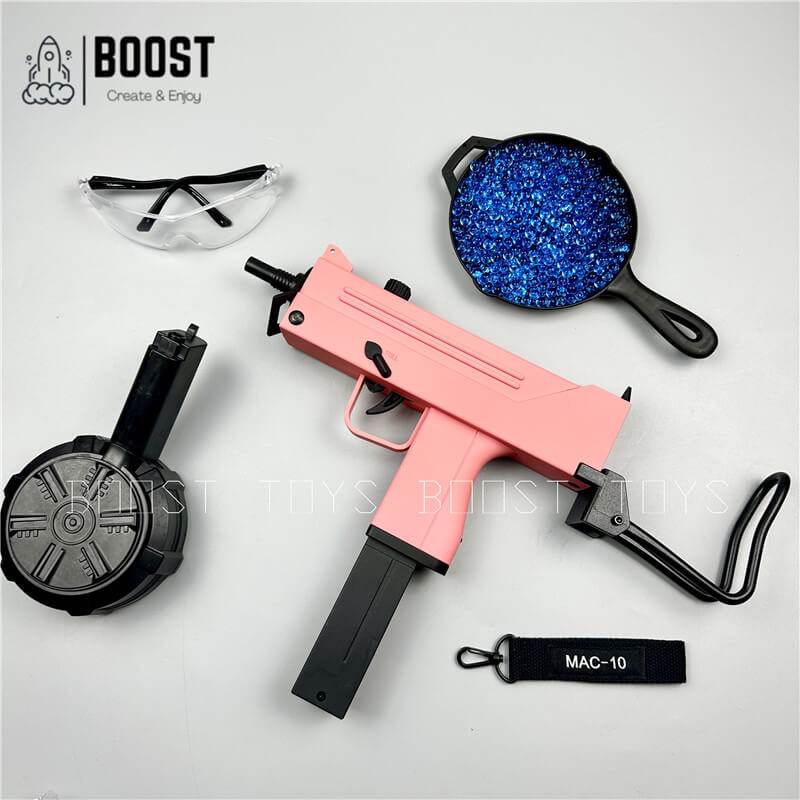 New Mac 10 Gel Blaster Drum Clip Pink Black Fast 11.1V Adult type - BOOST TOYS